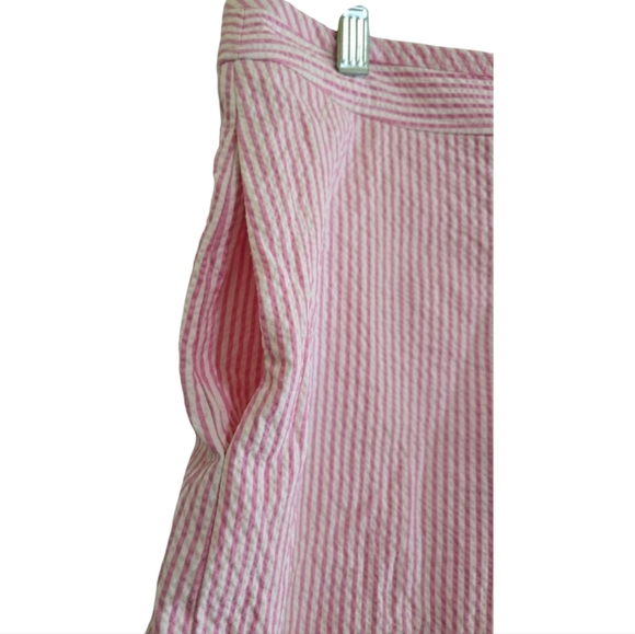 Kate Spade Pink Striped Seersucker Shorts 12 Side Zip Flat Front Pockets - Picture 6 of 9